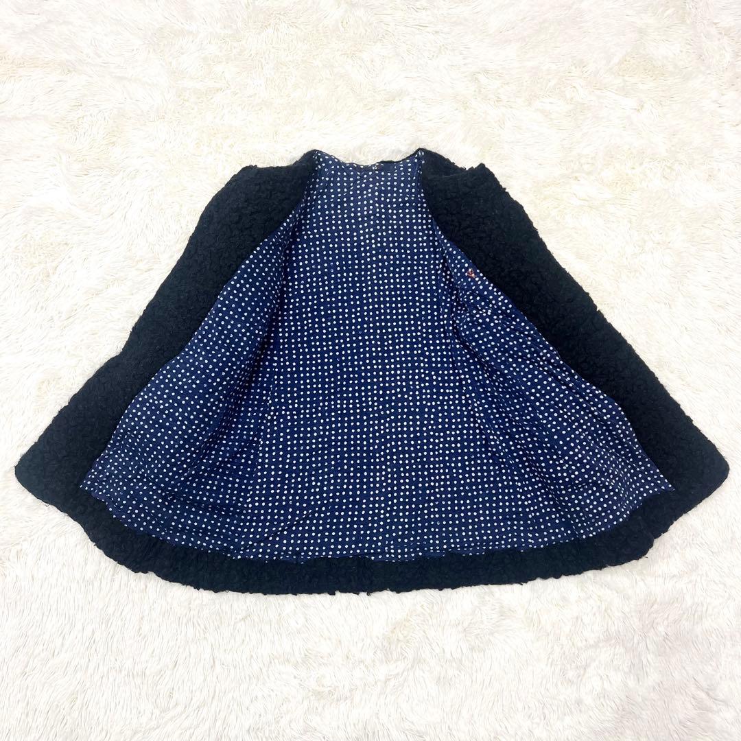 【希少】45R ノーカラー プードル ボアコート ブラック2