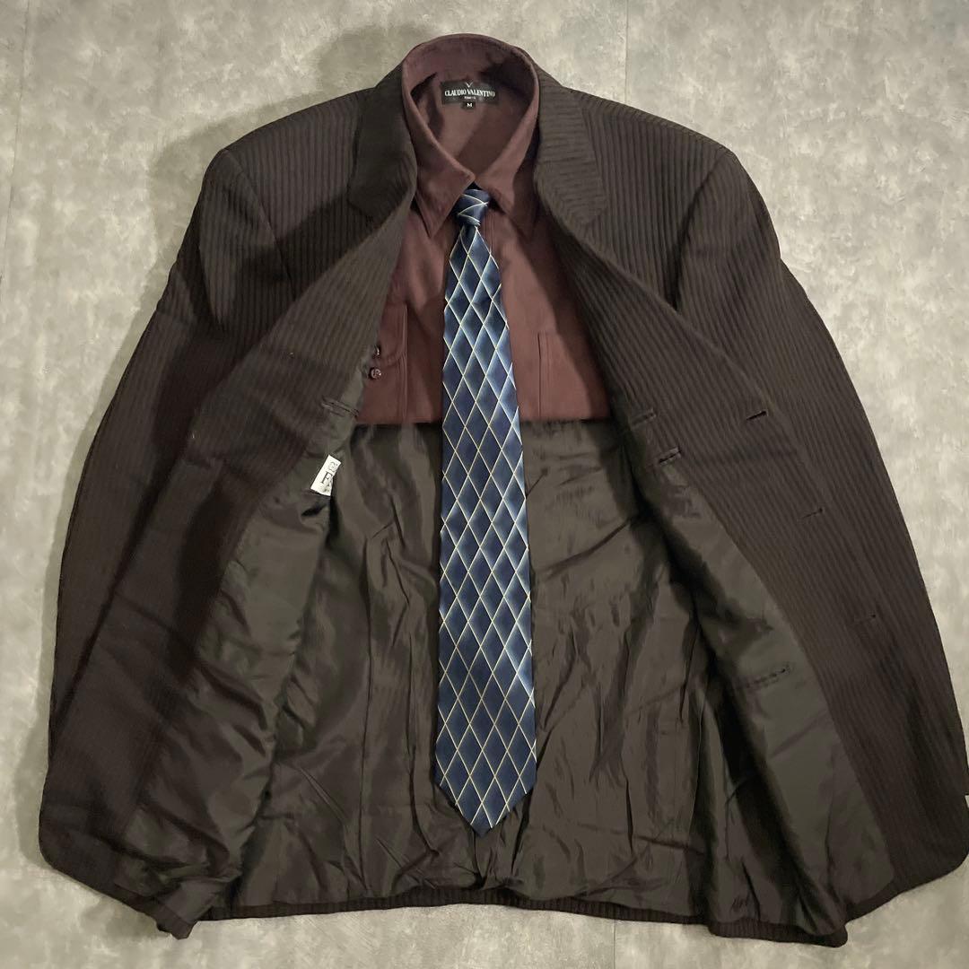 極上高級イタリア製コーデュロイスーツ × saint Laurentネクタイ