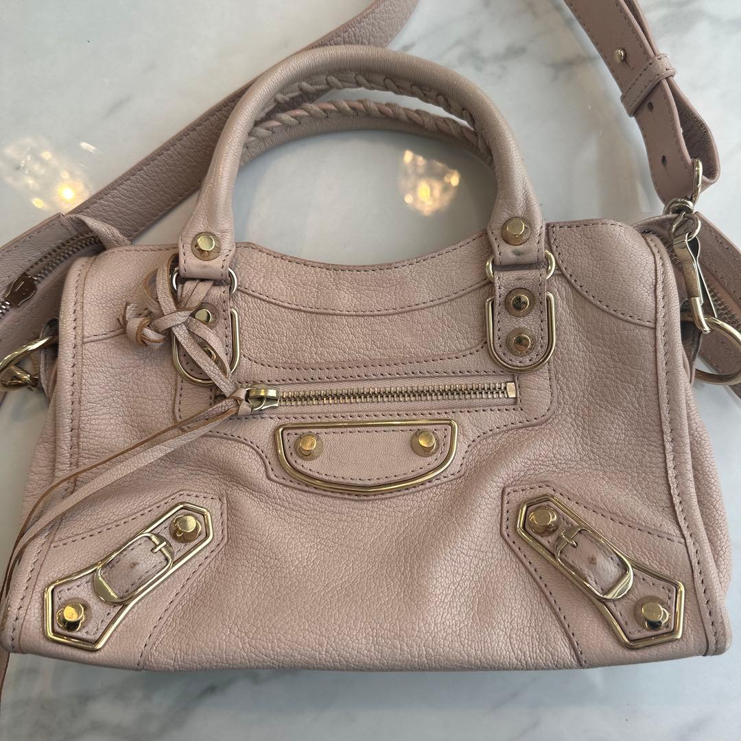 バレンシアガ　ハンドバッグ　レザーショルダーバッグ　ピンク　ベージュピンク