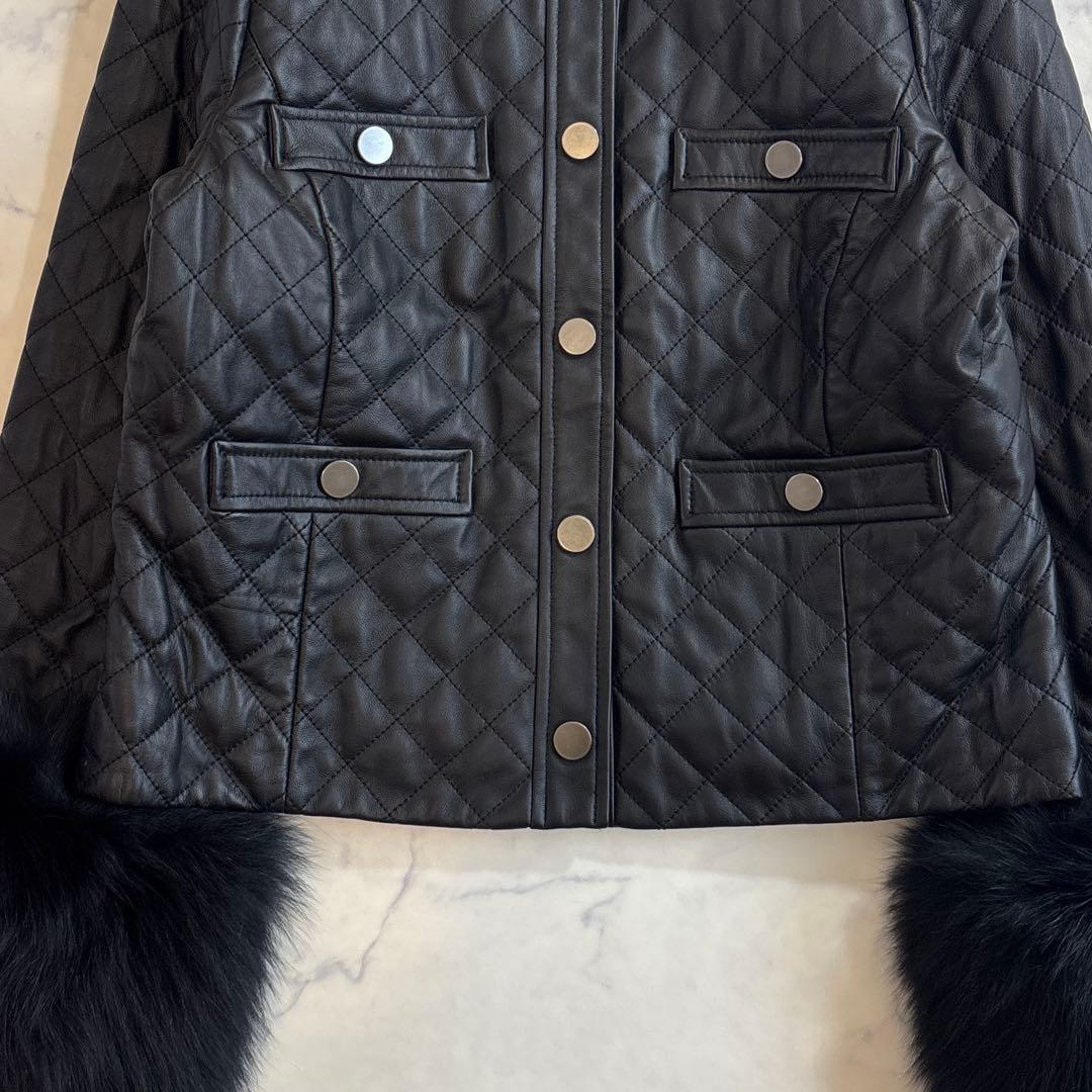 GRACE CONTINENTAL キルト ラムレザー ジャケット ファー付き