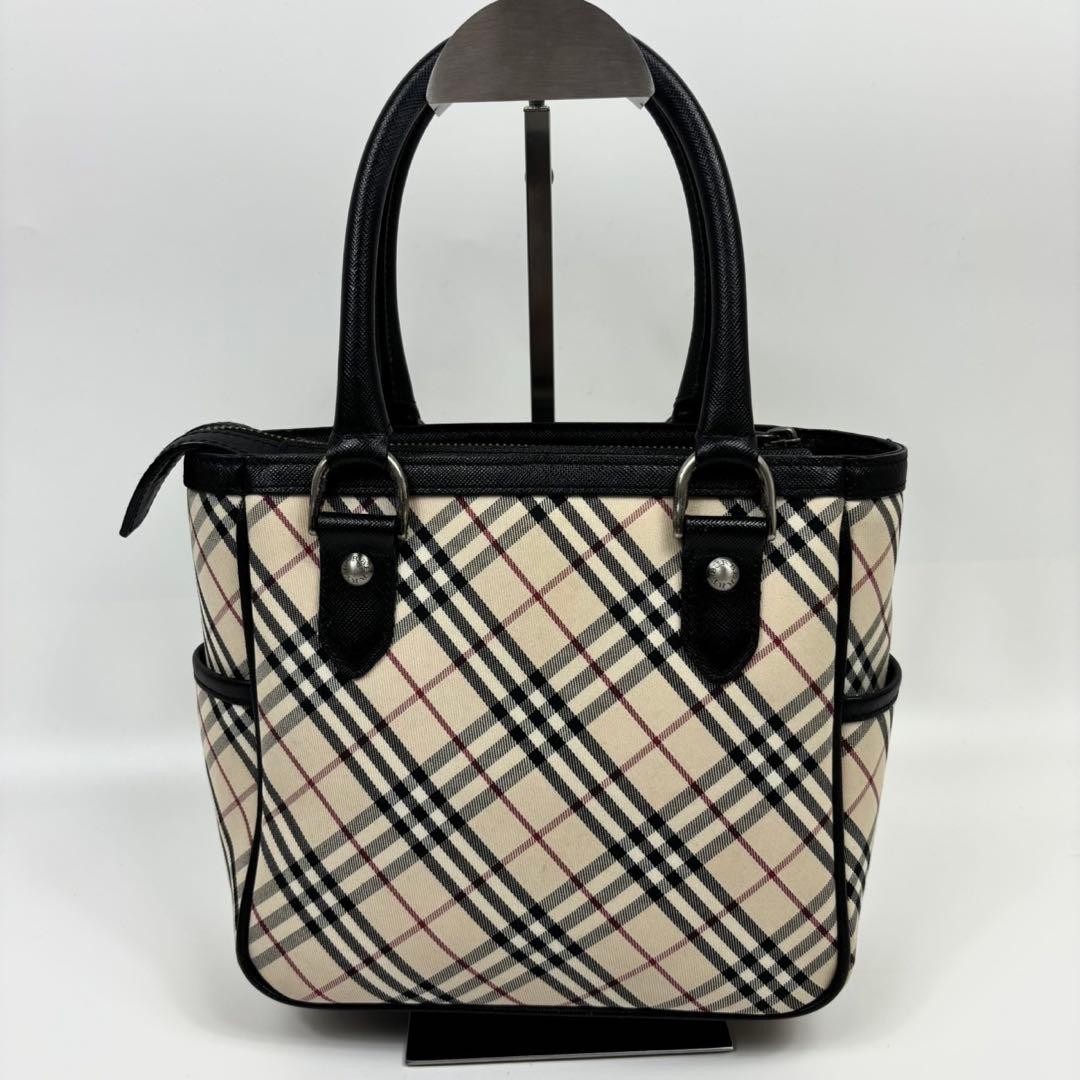 極美品 バーバリー　ハンドバッグ　キャンバス　革　スクエア　ロゴエンボス　y2k