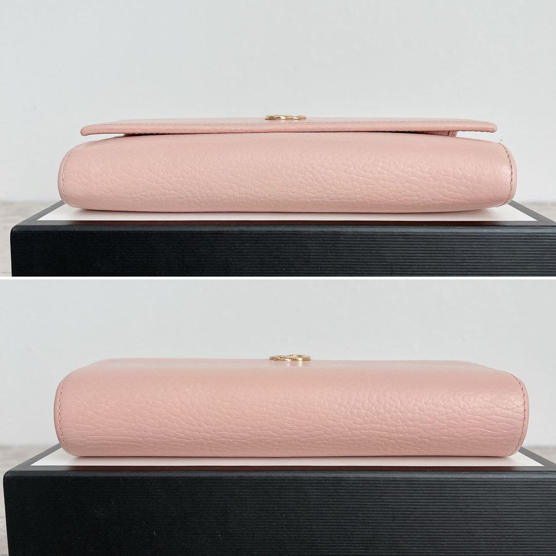 人気✨GUCCI マーモント GG 長財布 フラップ レザー ピンク