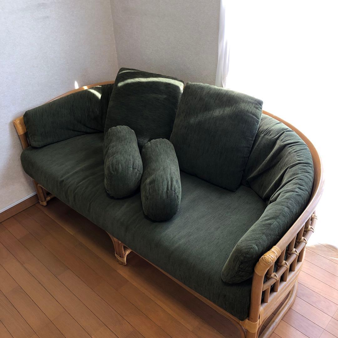 ★ジャーナルスタンダードファニチャー★竹フレームソファー★2〜3人掛け★手作り風