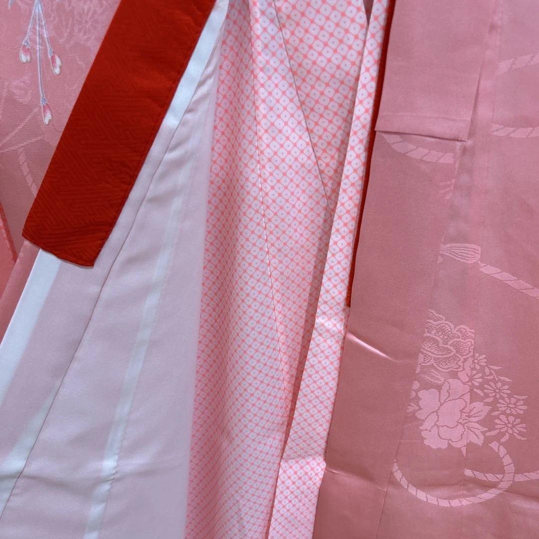 七五三 女の子 着物　7才 ピンク地　(菊・牡丹・桜・藤)