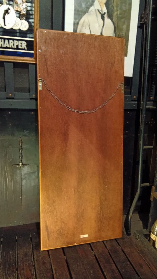 1970's　ビンテージ　デンマーク　チーク　無垢材　ウォールミラー　全身鏡