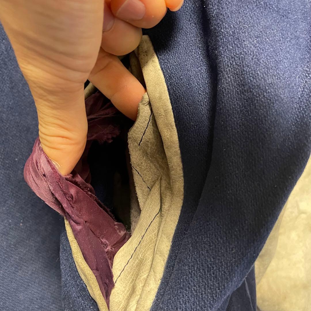 ビンテージ　アディダス　スタジャン　袖レザー　古着　80s 本革　刺繍　L