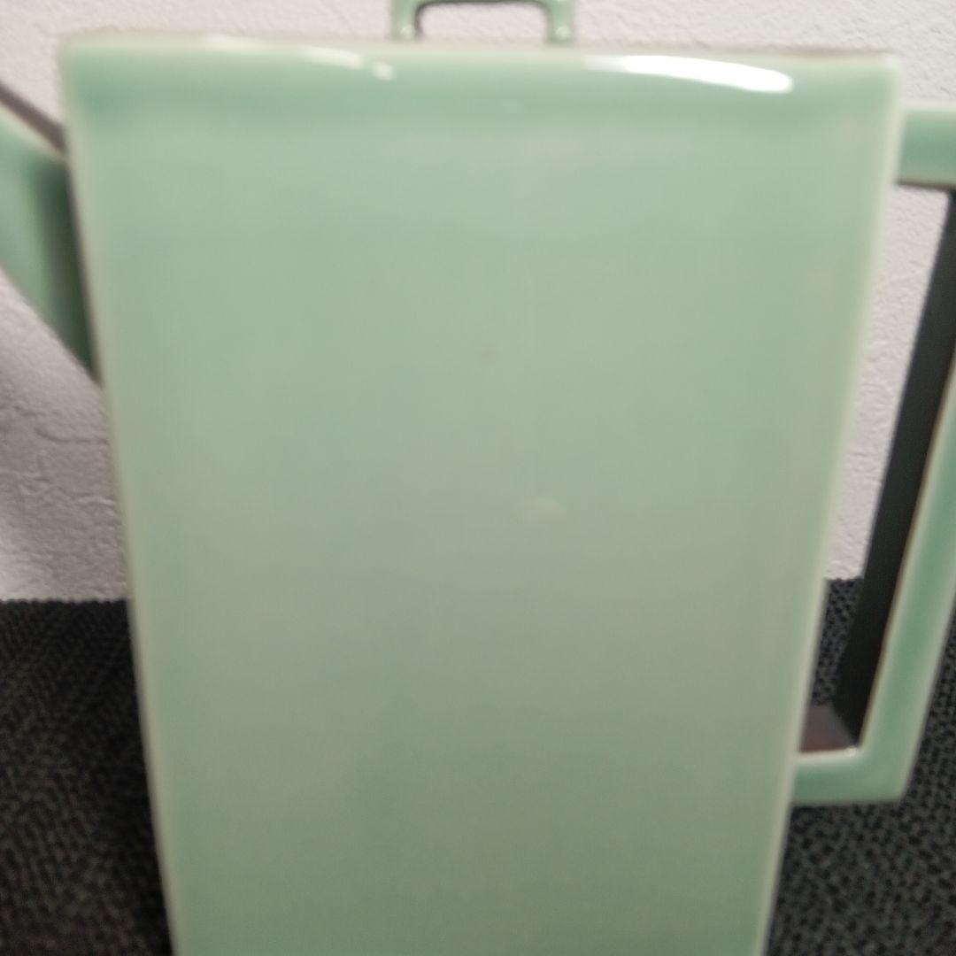 有田焼 深川製磁 笹青磁 水差 水指 四方 茶道具 木箱付き