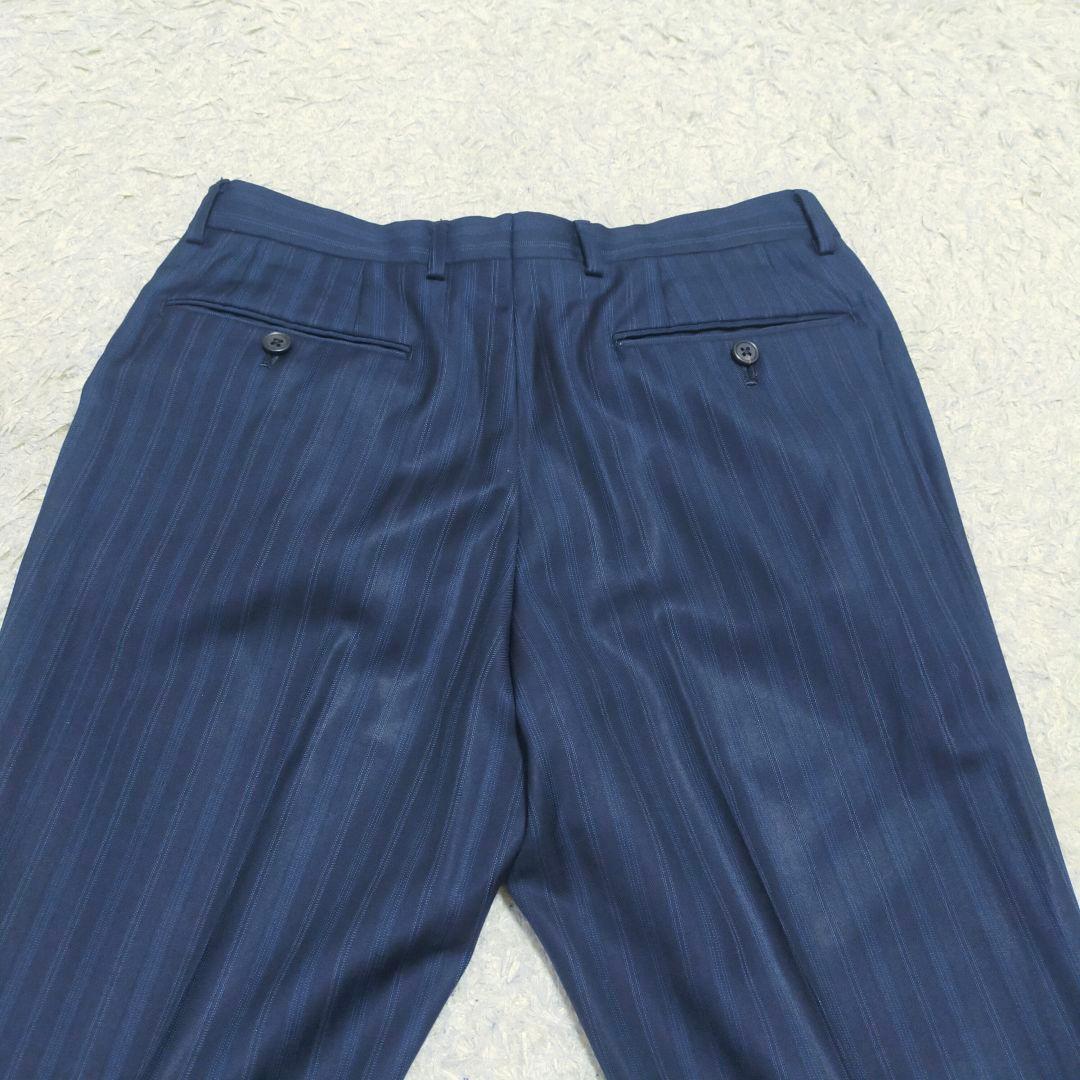 【紳士の装い】ポールスミス×ロロピアーナ・スーツ・4シーズン・紺ストライプ・M