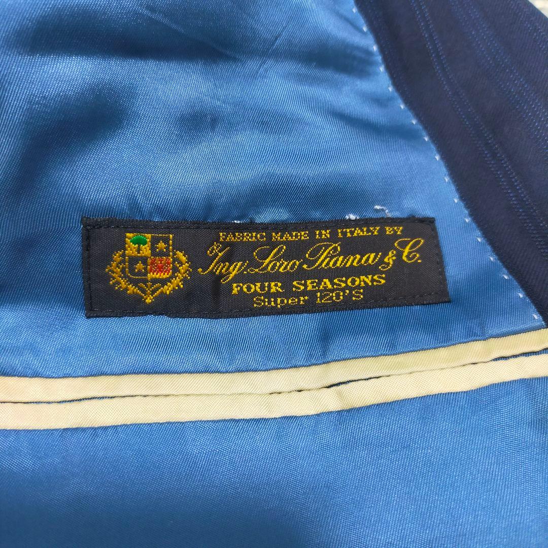 【紳士の装い】ポールスミス×ロロピアーナ・スーツ・4シーズン・紺ストライプ・M