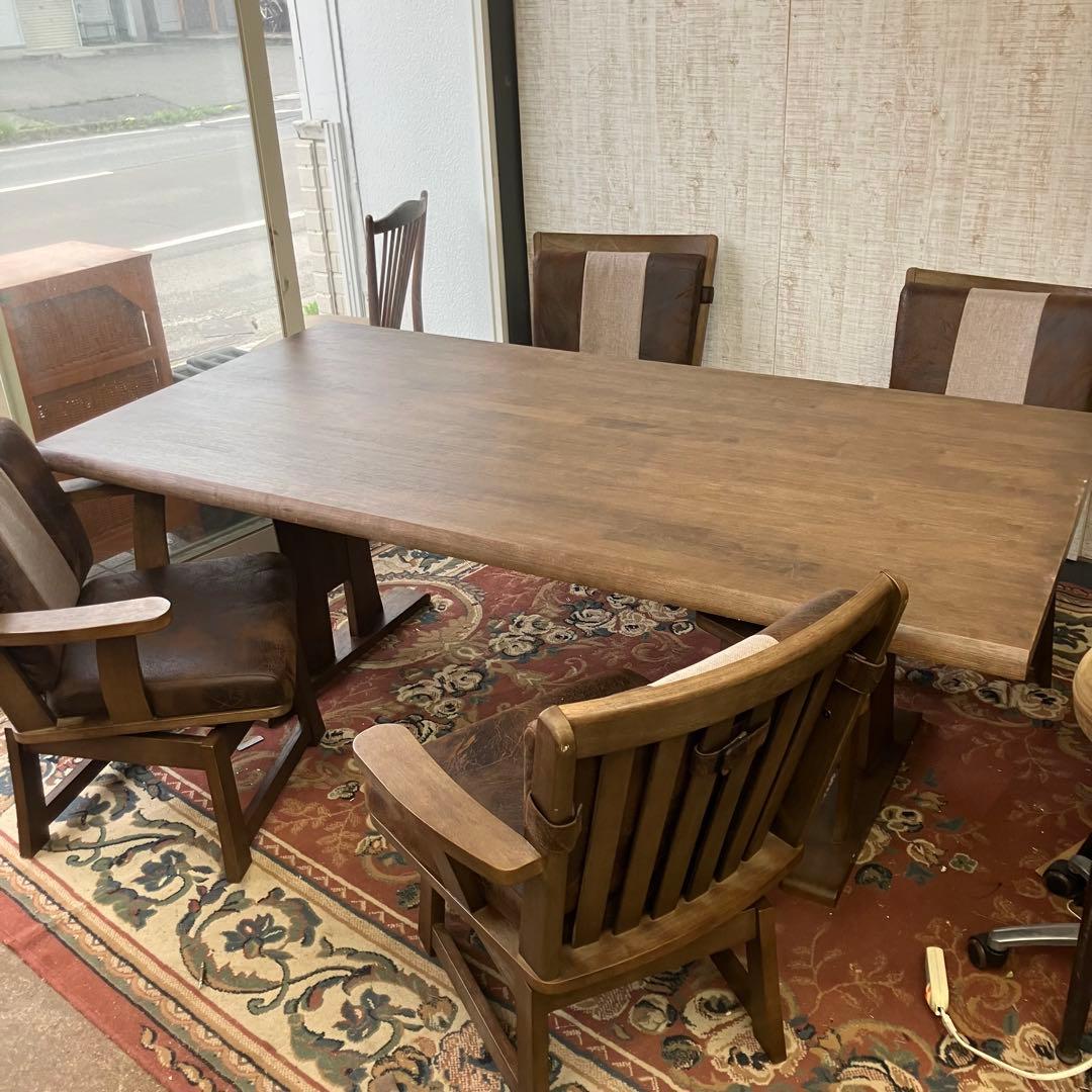 ①北欧レトロ 上久商店 大川家具 ノゾミ 回転式 天然木製椅子 アームレスチェア