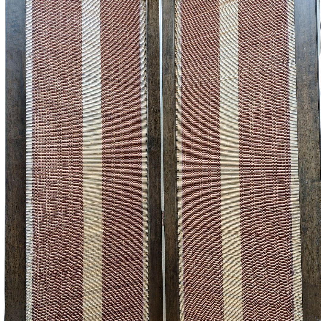 木製 3連 パーテーション 衝立 目隠し 間仕切り すだれ調 和モダン