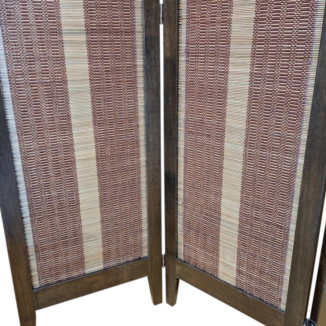 木製 3連 パーテーション 衝立 目隠し 間仕切り すだれ調 和モダン