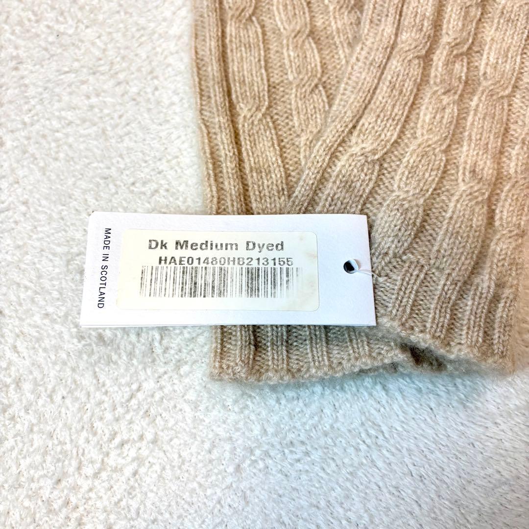 【新品タグ付】ジョンストンズ カシミヤ100% ケーブルニット 手袋 ベージュ