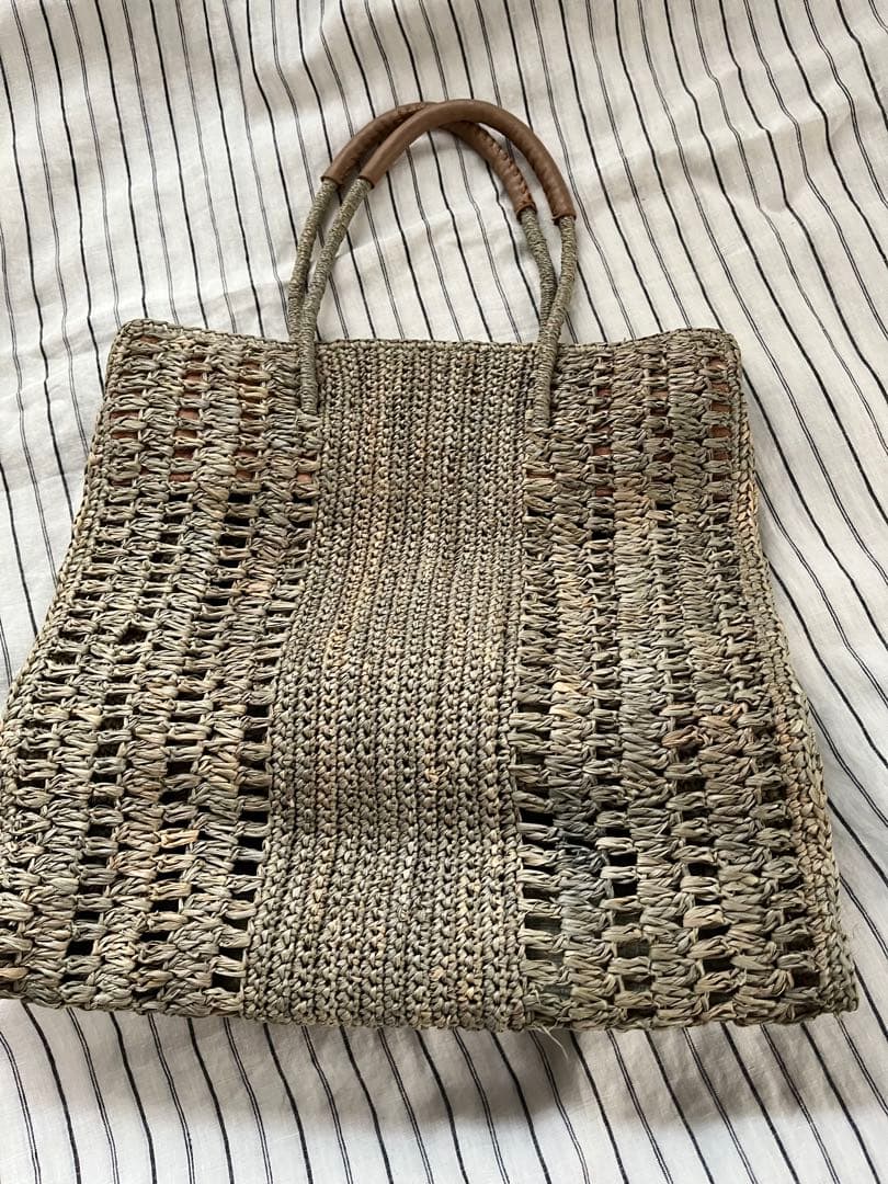 IENA購入　スクエア　ラフィアバッグ