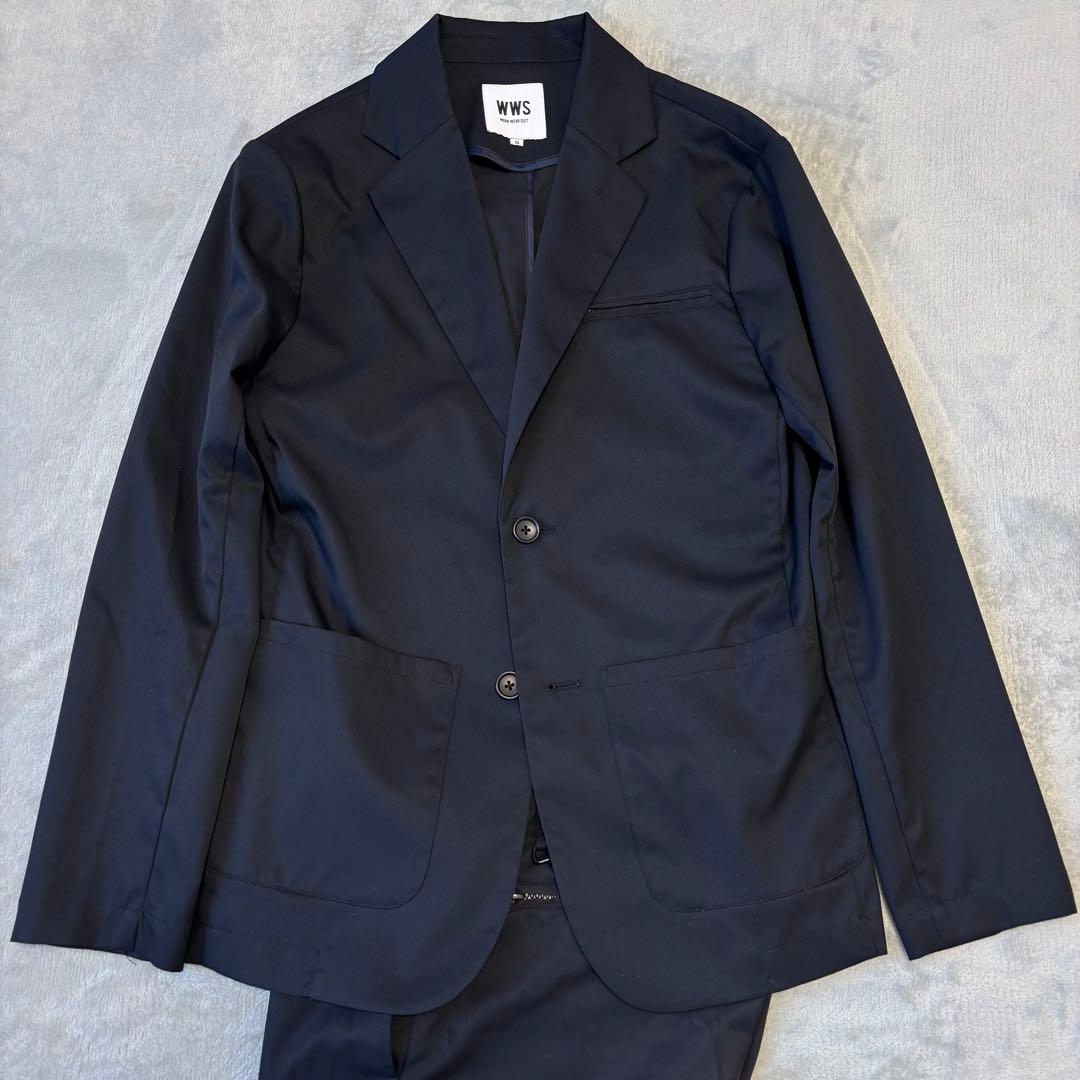 現行✨WWS ワークウェアスーツ セットアップ　紺 洗える ストレッチ