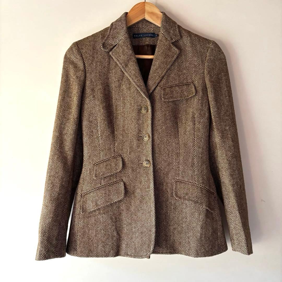 ❤︎ ラルフローレン イタリー製 ヘリンボーン 絹混ウールジャケット サイズ2