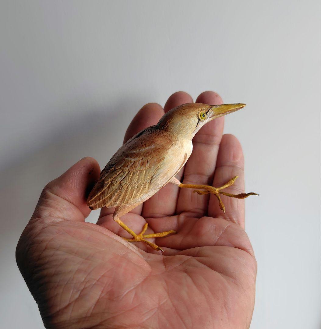 小さなバードカービング ヨシゴイ&アカショウビン 野鳥 木彫り