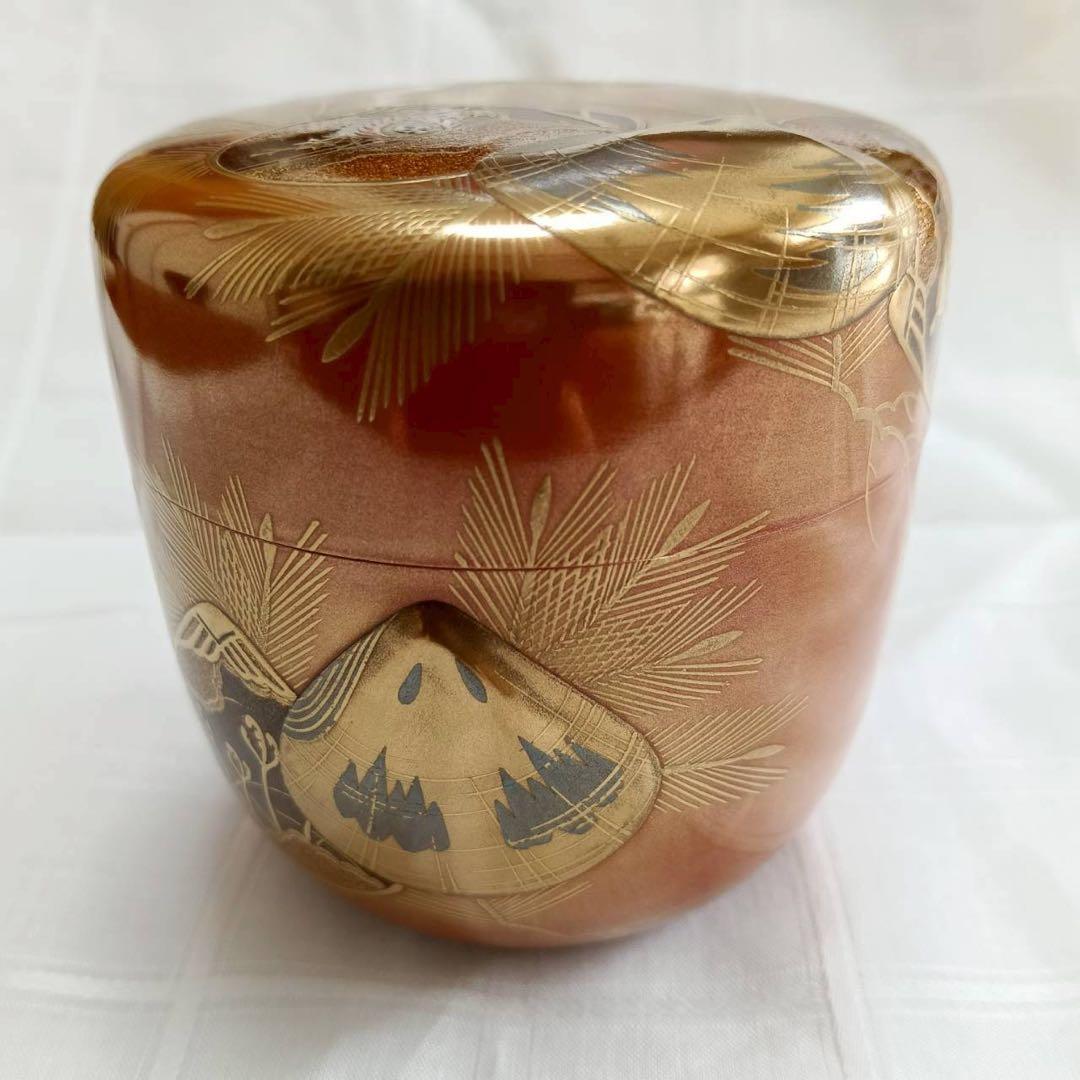 輪島塗 一后一兆 作 人間国宝 金蒔絵棗 共箱 仕覆付 茶道具