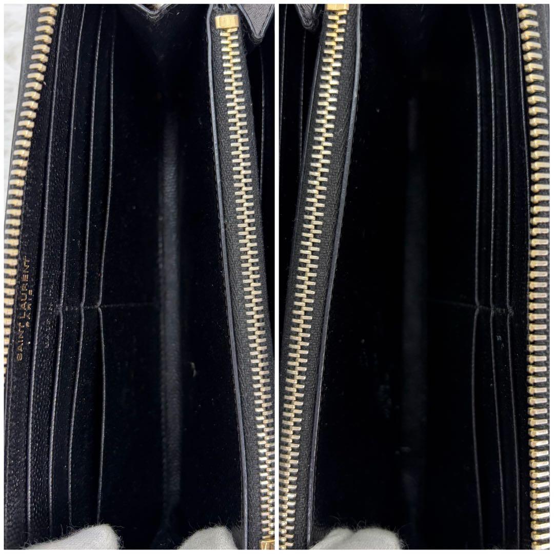 美品✨サンローラン　長財布 キャビアスキン　カサンドラ　レザー　ブラック
