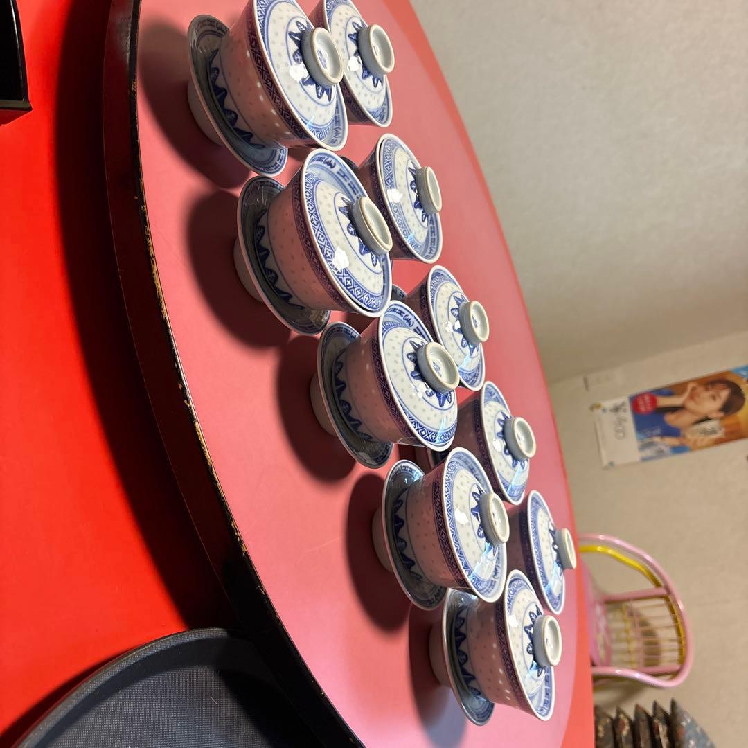 景徳鎮青と白の蓋付き小鉢6個セット景徳鎮MARUCA CHINA 蓋つき煮物