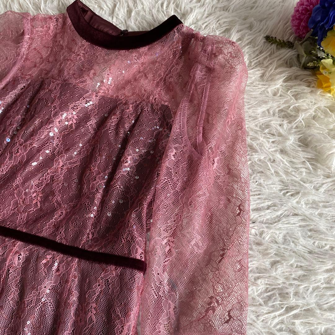 あはははは新品　snidel スナイデル　スパークルレースドレス　ピンク