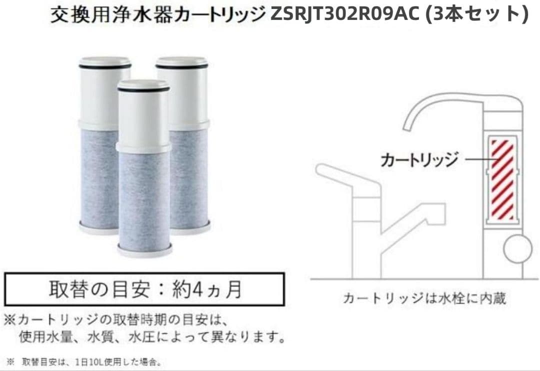 ❣️新品❣️ 浄水器カートリッジ ZSJRJT302R09AC 3本セット