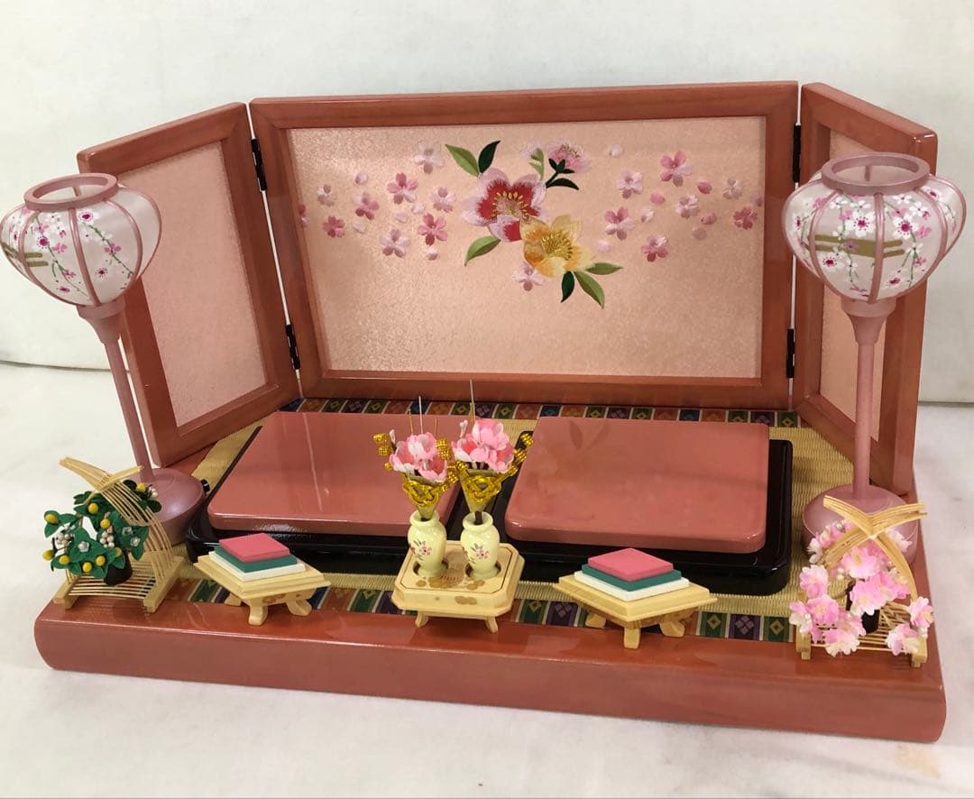 【新品】　雛人形　刺繍花柄屏風セット　数量限定 セール中