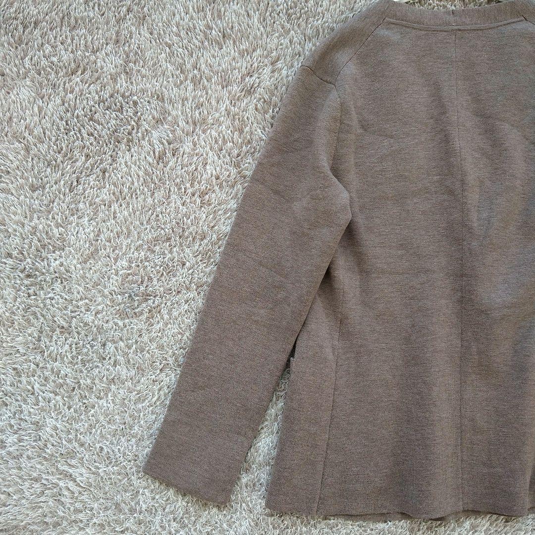 セオリーリュクス ノーカラー ニットダブルジャケット カーディガン ウール混