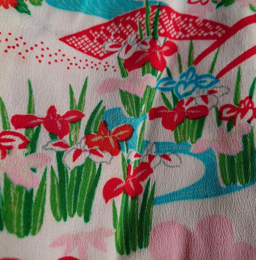 市松人形　お振り袖　着物と帯のセット　縮緬　古布　袷　本仕立て　15号52cm用