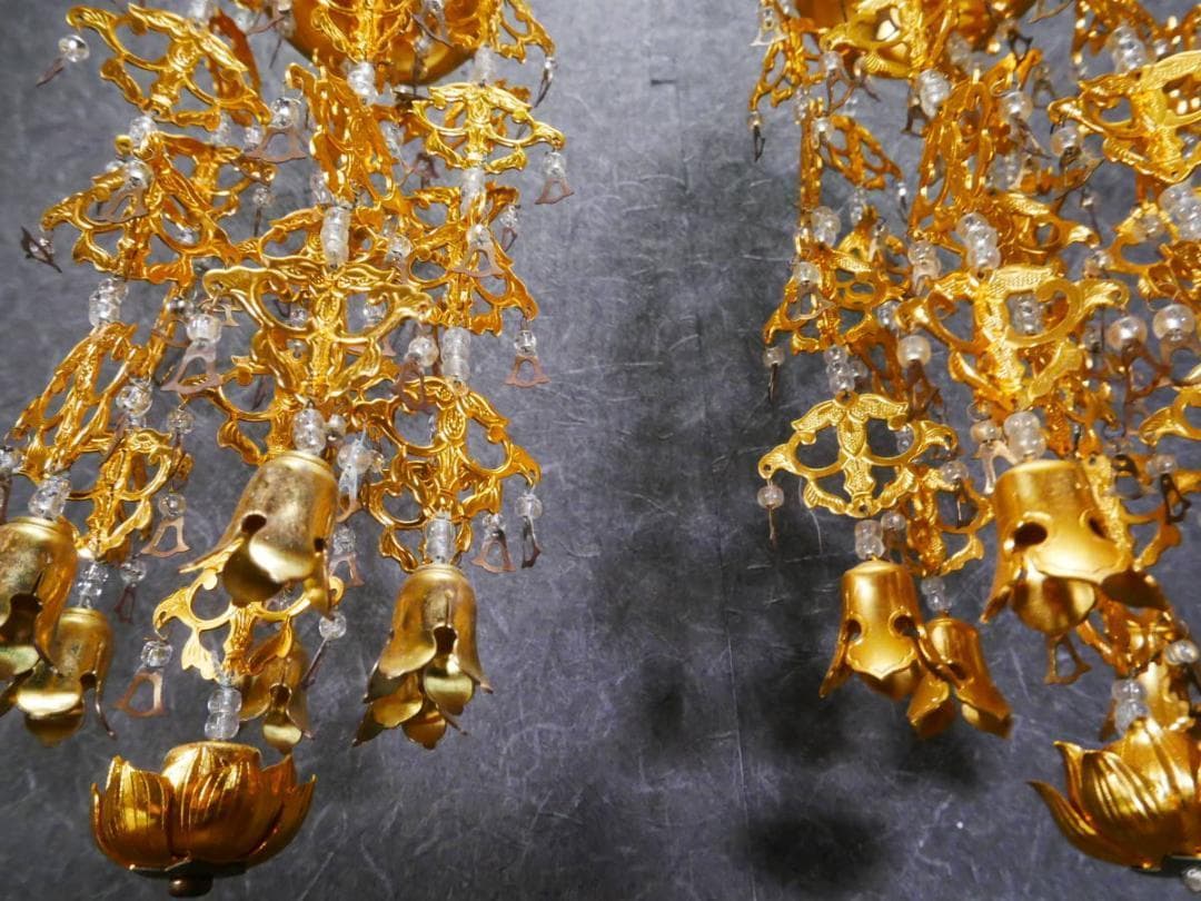 限定値下　展示未使用品　金色瓔珞　白玉付　高さ23㎝　4716