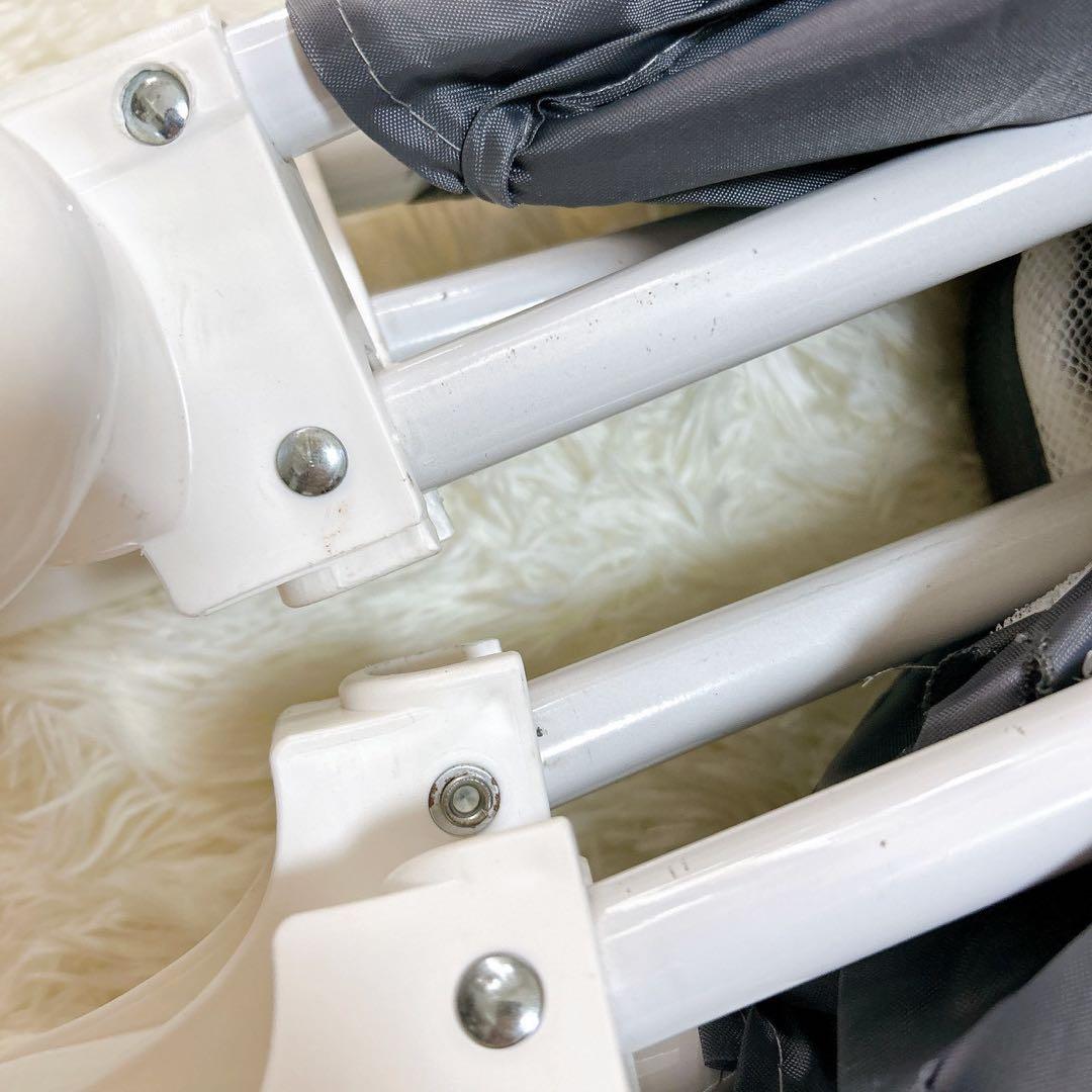 ベビーベッド 添い寝 おむつ台　折りたたみ キャスタ付き 蚊帳　ダーググレー