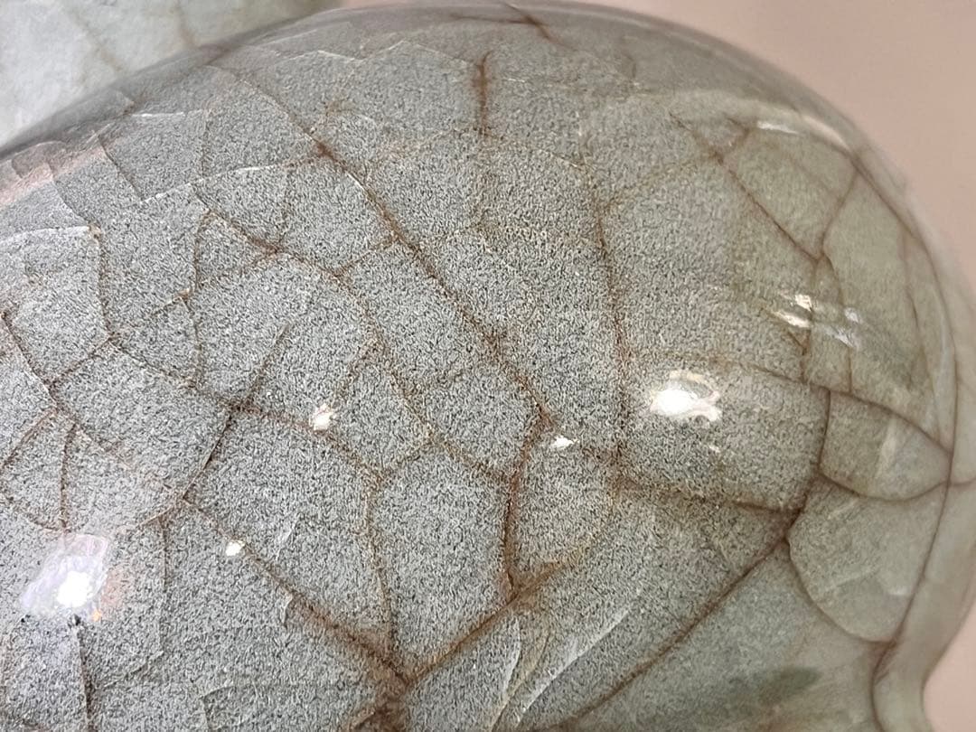 DT647 中国 青磁 管耳 瓶 茶道具伝来