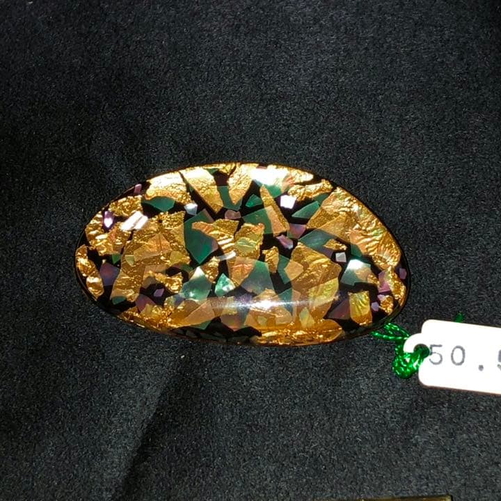 帯留め かんざし K18金具 24金箔 レイモンド・デイビス作 『ちゃちゃ』