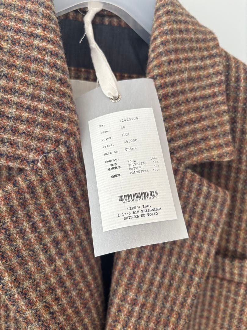 新品タグ付きtodayful チェック柄 テーラードジャケット 38