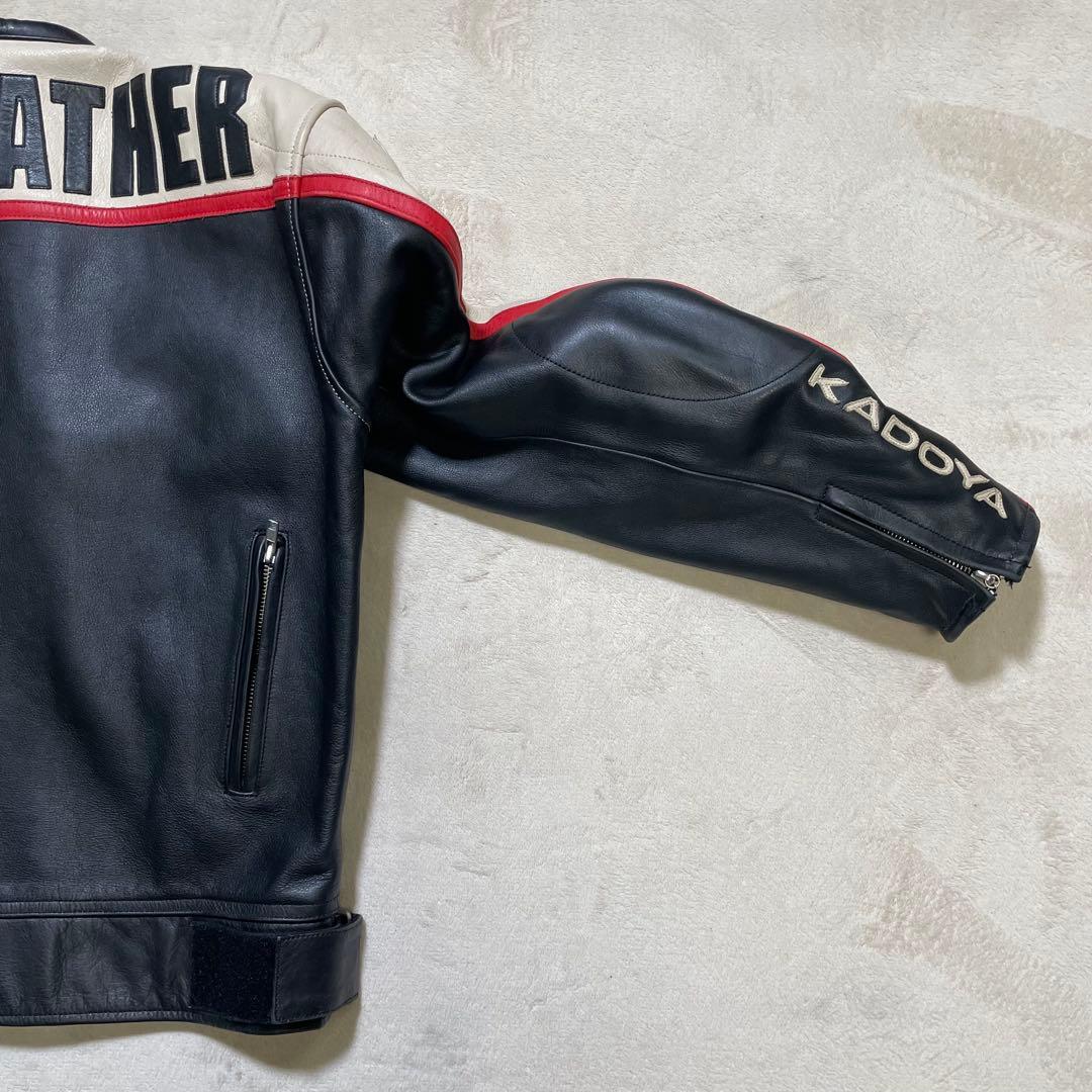 【牛革】KADOYA レザー ライダースジャケット 3L BLACK HORSE