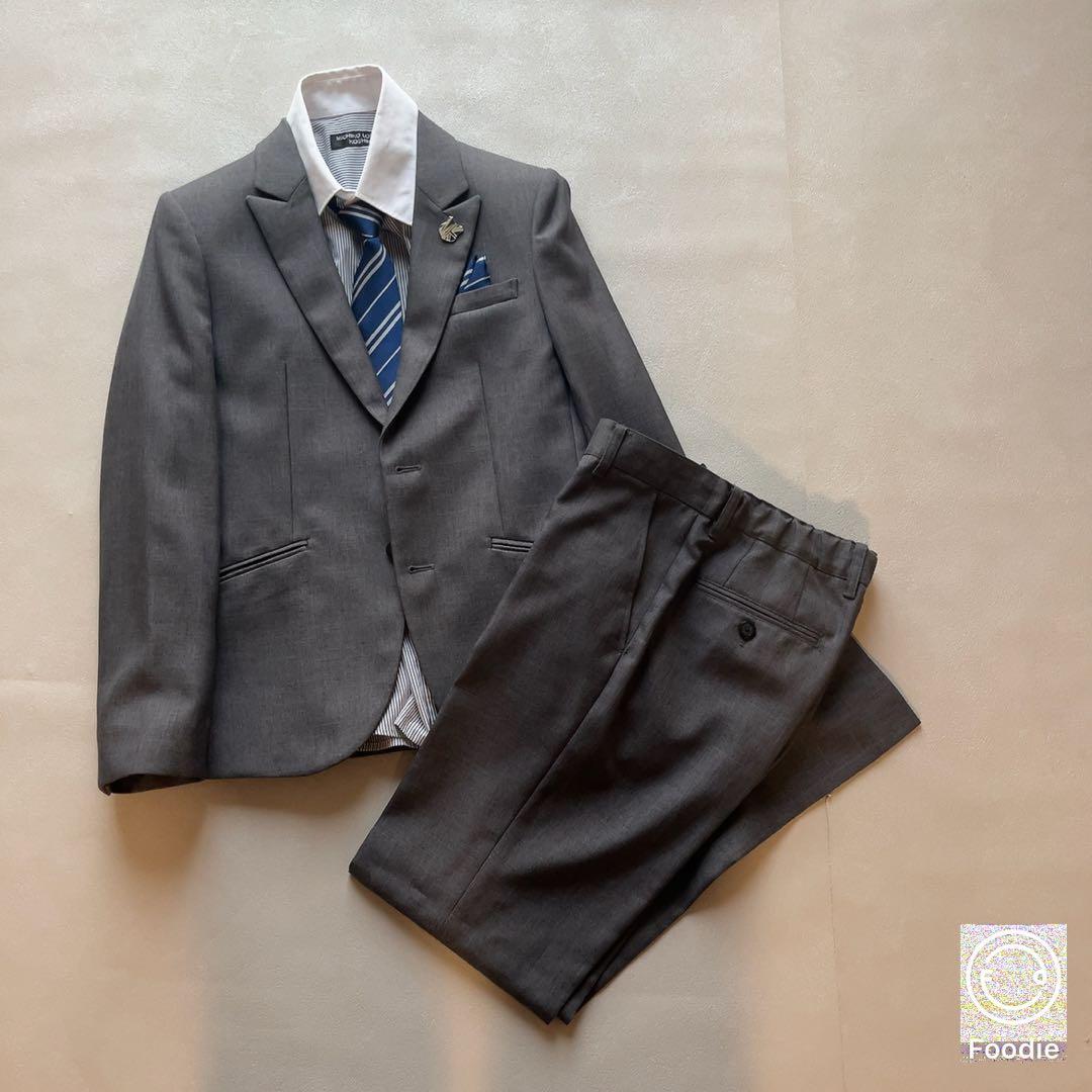 【美品】　5点セット フォーマルスーツ 150 グレー　卒服　卒業式　男の子