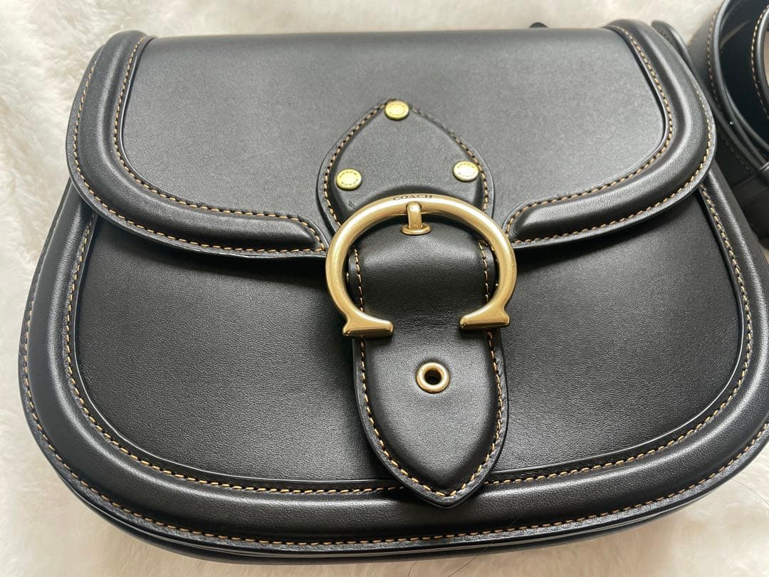 【美品】コーチ ビート 2way ショルダーバッグ サドルバッグ レザー 黒