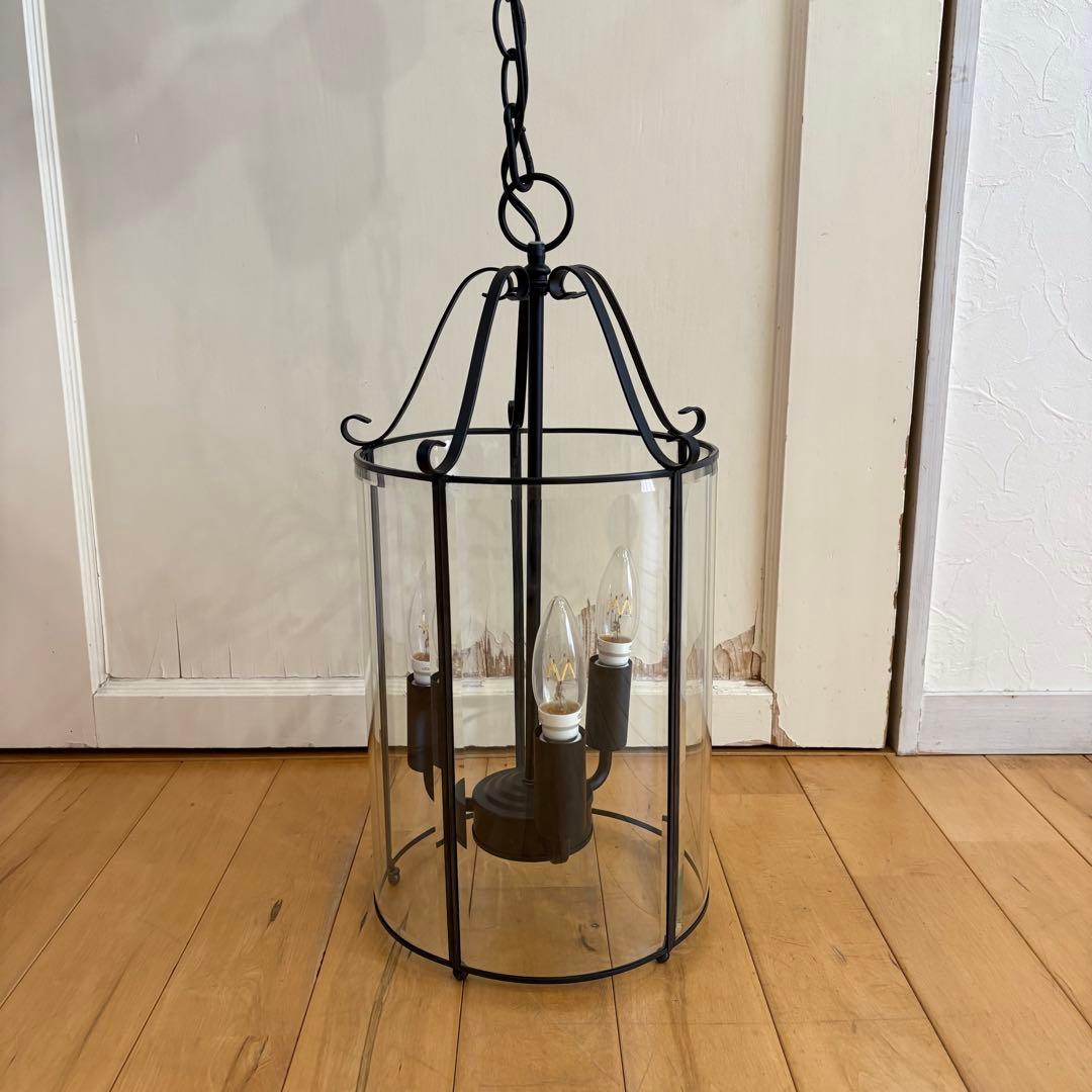 ☆ディクラッセ☆トルド　3灯　アールデコ　シャンデリア　アイアン　ガラス