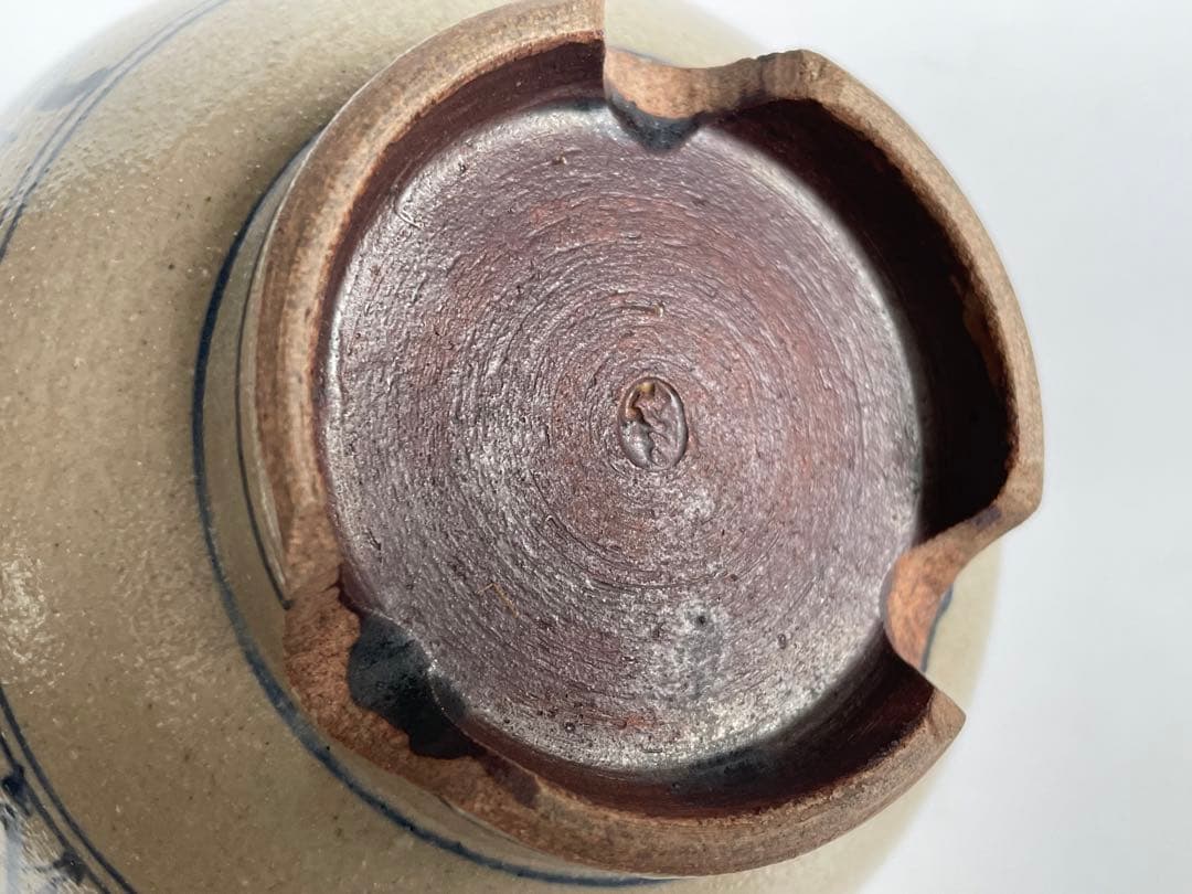 陶芸家　作家物　膳所　茶碗　染付　安南写茶碗　福字　共箱　今日庵書付