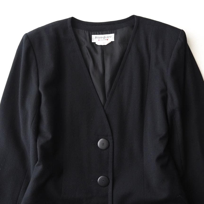 希少 YSL イヴサンローラン リブゴーシュ フランス製 ノーカラージャケット