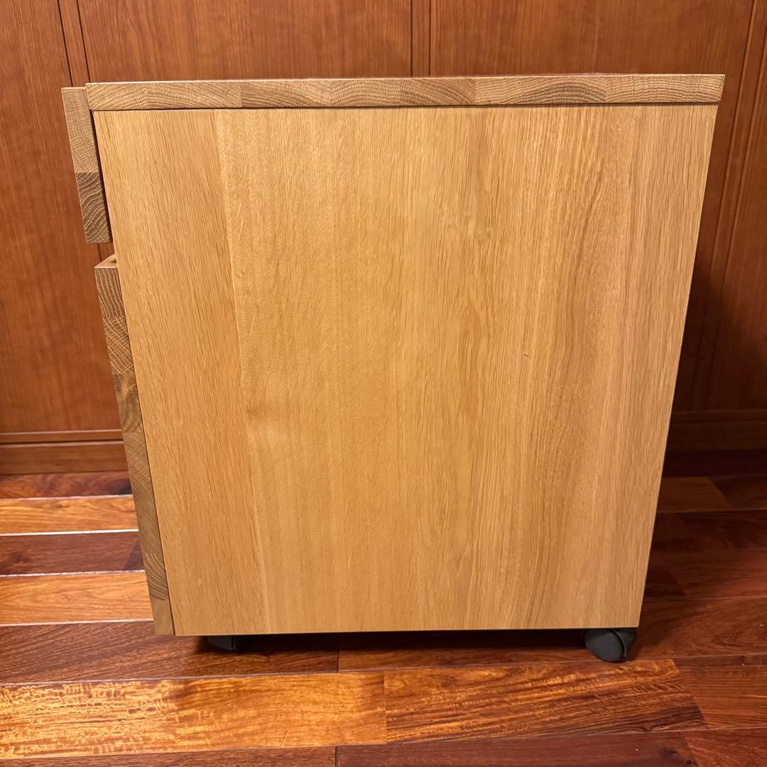 無印良品 無垢材デスクキャビネット(引出2段)オーク材 完成品 送料込 廃番