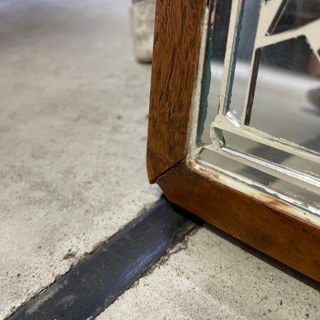 【まるこ⭐︎】デザイン ウッドミラー 壁掛け 鏡 姿見 蚤の市 レトロ