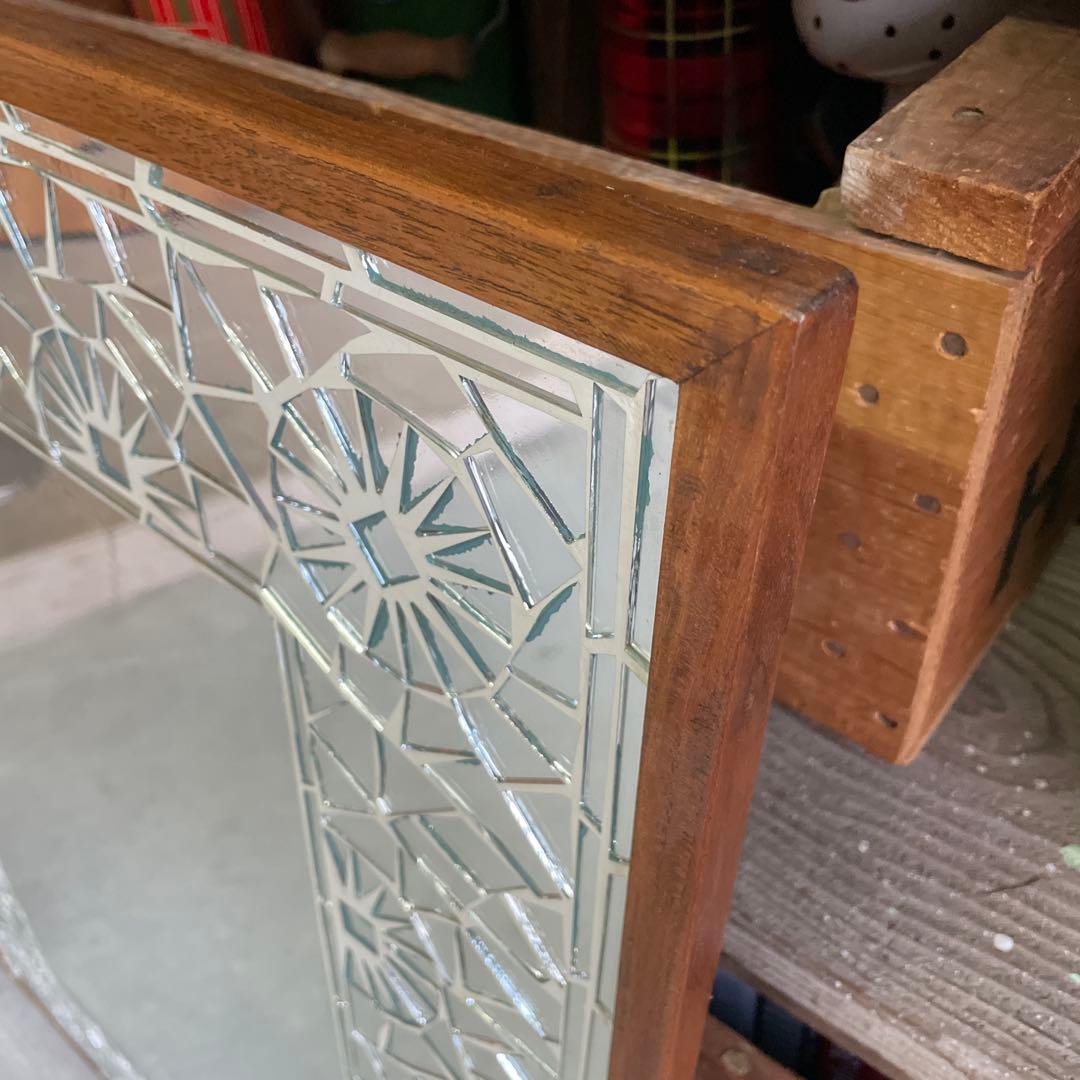 【まるこ⭐︎】デザイン ウッドミラー 壁掛け 鏡 姿見 蚤の市 レトロ