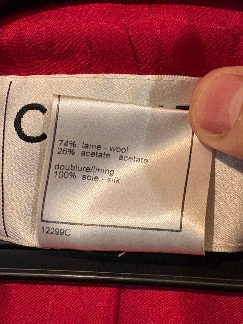 CHANEL テーラードジャケット レッド 34