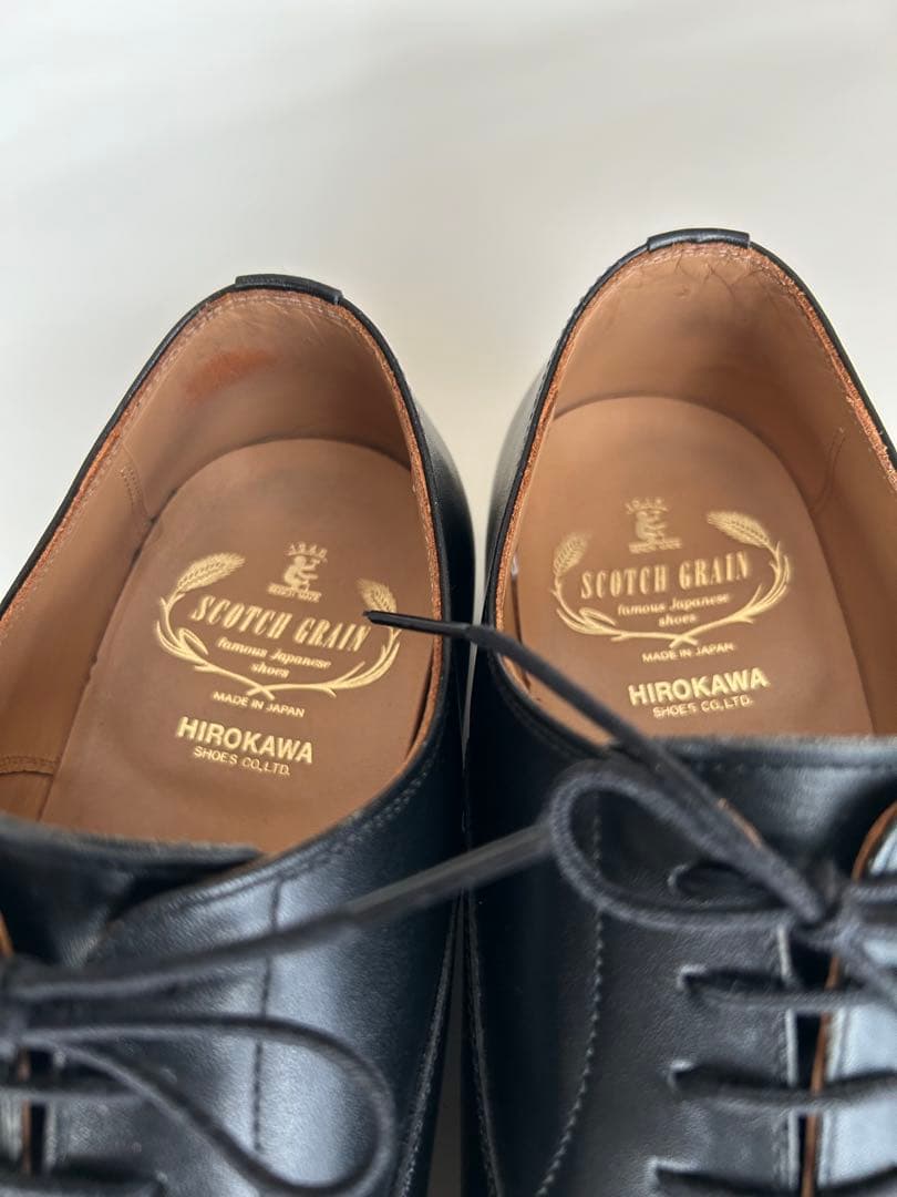 【美品】スコッチグレイン ストレートチップ 黒 25cm日本製 グッドイヤー製法