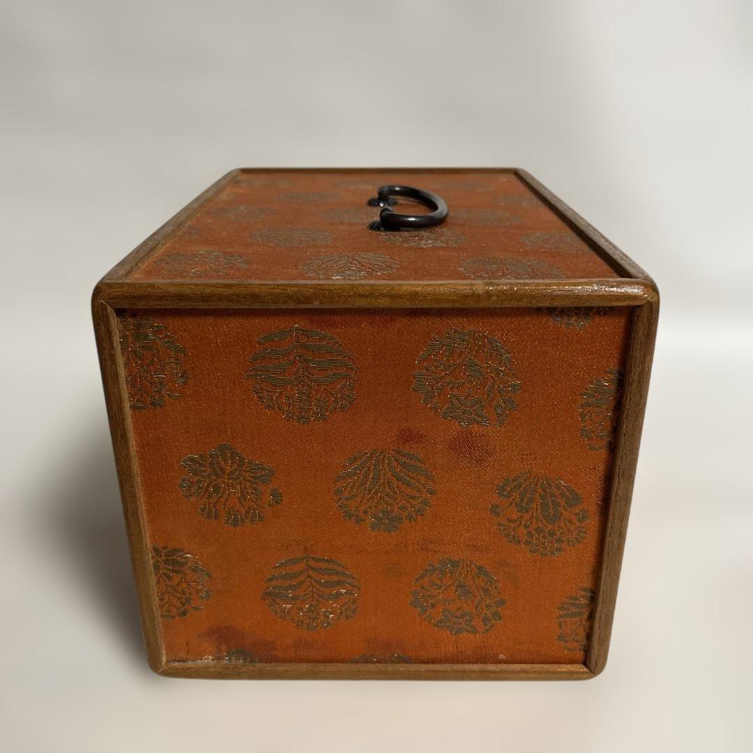 茶道具　一翠作　倹鈍蓋裂地張り　茶箱　抹茶碗つき