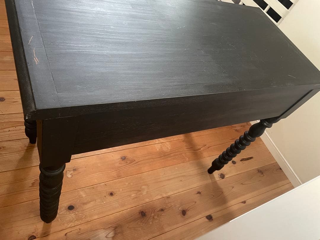 再値下げアンティーク　ボビンレッグデスク　テーブル　マットブラック
