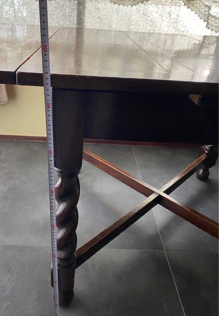 送料込み三越イギリスアンティークドローリーフテーブル（伸縮可能）