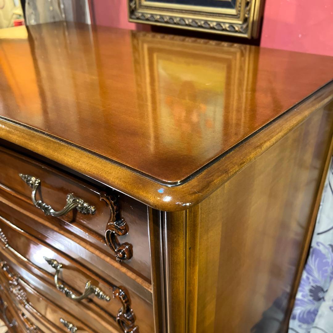 雪　Sale 美品　アンティーク 猫脚　５DRキャビネット