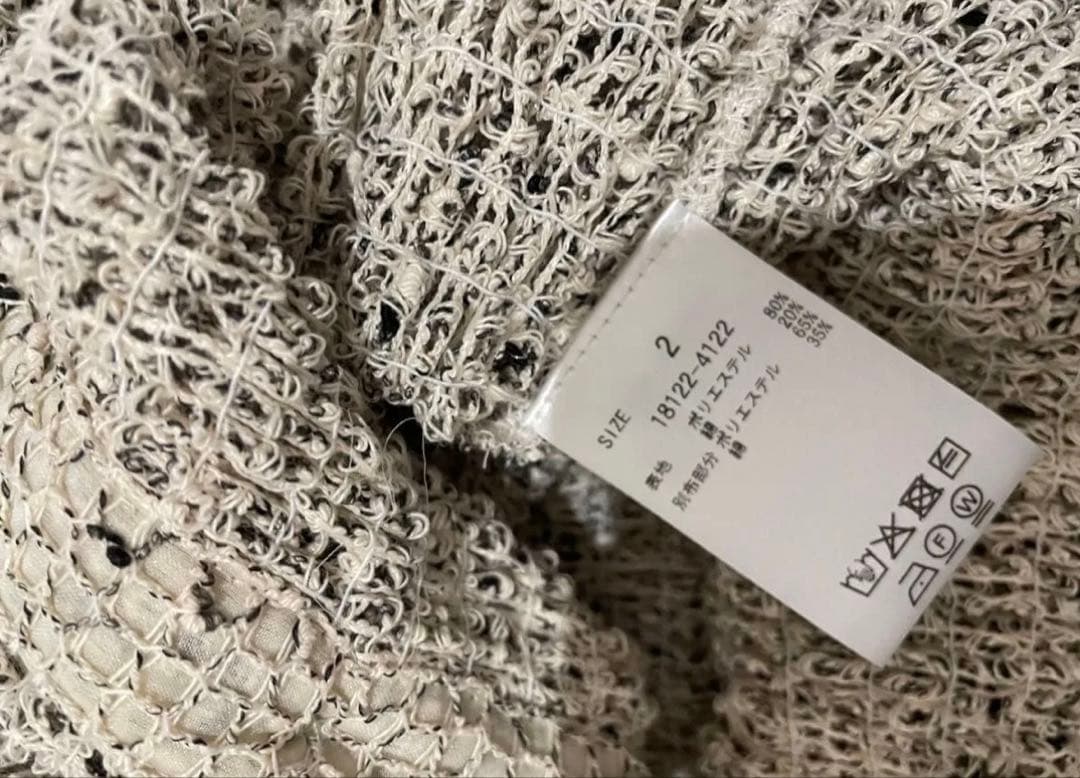 CLANE MIX MESH GATHER SHIRT アイボリー　サイズ2